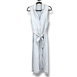 Cloth & Stone Chambray Sleeveless Midi‎ Dress Belted Button Front Casual Women